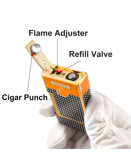 Derui jet lighter - orange cigar-og cigaret Jet flint kvalitets lighter og stormlighter med cigar punch