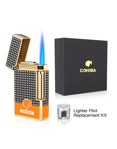 Derui jet lighter - orange cigar-og cigaret Jet flint kvalitets lighter og stormlighter med cigar punch