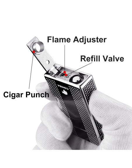 Derui jet lighter - sort cigar-og cigaret Jet flint kvalitets lighter og stormlighter med cigar punch