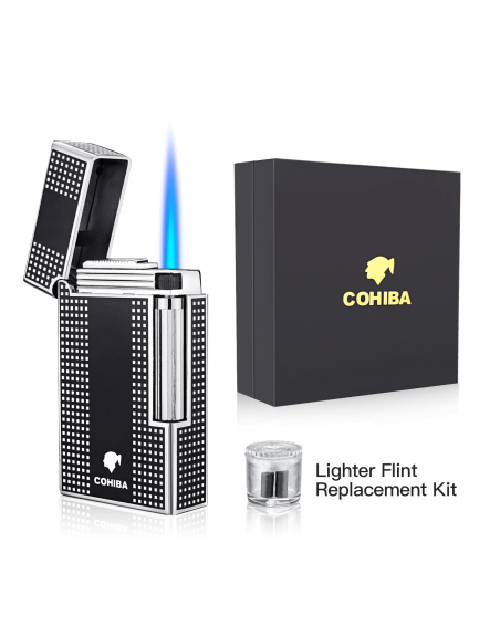 Derui jet lighter - sort cigar-og cigaret Jet flint kvalitets lighter og stormlighter med cigar punch