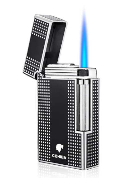 Derui jet lighter - sort cigar-og cigaret Jet flint kvalitets lighter og stormlighter med cigar punch