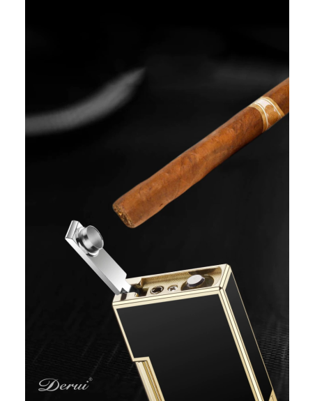 Luigi Ricci "Havana" jet lighter af Derui i sort/guld cigar/cigaret kvalitets lighter med cigar punch