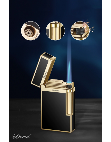 Luigi Ricci "Havana" jet lighter af Derui i sort/guld cigar/cigaret kvalitets lighter med cigar punch