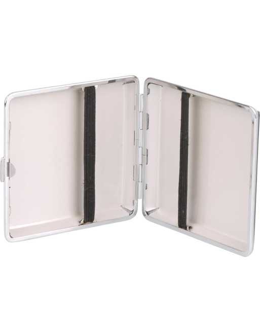 Cigaret etui i imiteret læder - sort og sølv