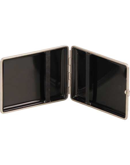 Vom Hofe cigaret etui i ægte læder i sort og sølv