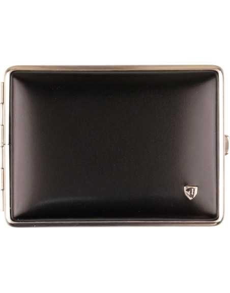 Vom Hofe cigaret etui i ægte læder i sort og sølv
