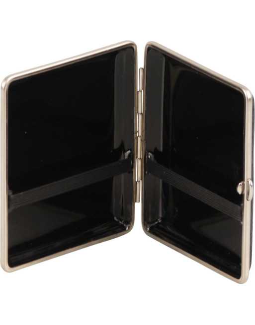 Vom Hofe cigaret etui i ægte læder i sort og krom