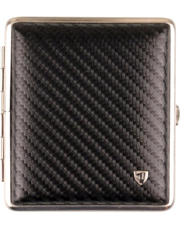 Vom Hofe cigaret etui i ægte læder i sort og krom