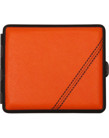 Vom Hofe cigaret etui i imiteret læder i sort og orange