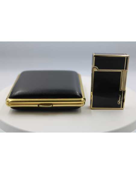 Pakketilbud med Luigi Ricci Flint lighter af Derui Sort/Guld + Vom Hofe cigaretetui i sort/guld og ægte læder