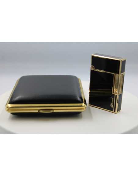 Pakketilbud med Luigi Ricci Flint lighter af Derui Sort/Guld + Vom Hofe cigaretetui i sort/guld og ægte læder