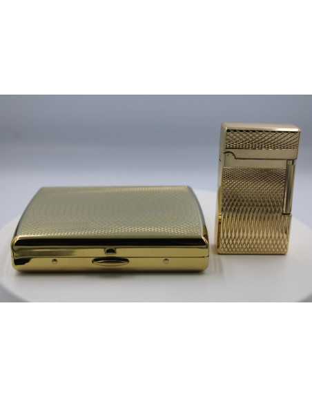 Pakketilbud med Luigi Ricci jet lighter af Derui Guld + Jean Claude cigaretetui guld