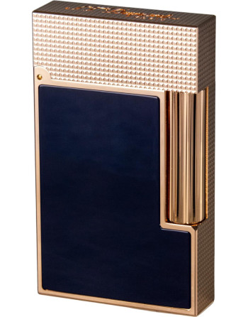 S.T. Dupont flint lighter Ligne 2 i mat blå og rosaguld