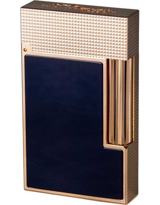 S.T. Dupont flint lighter Ligne 2 i mat blå og rosaguld