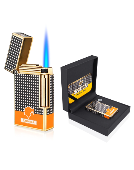 Derui jet lighter - orange cigar-og cigaret Jet flint kvalitets lighter og stormlighter med cigar punch